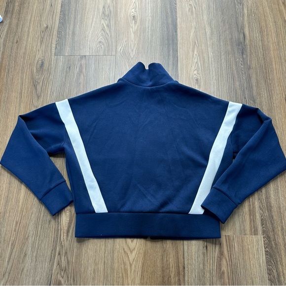 SPANX AirEssentials Striped Track Jacket Navy Blue Small Cropped Zip Pockets - Picture 7 of 7